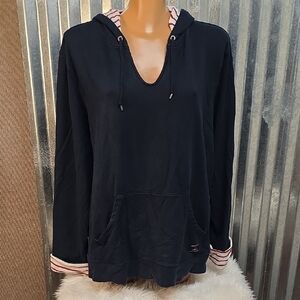 Liz Claiborne Navy Hoodie with Red Striped Lining